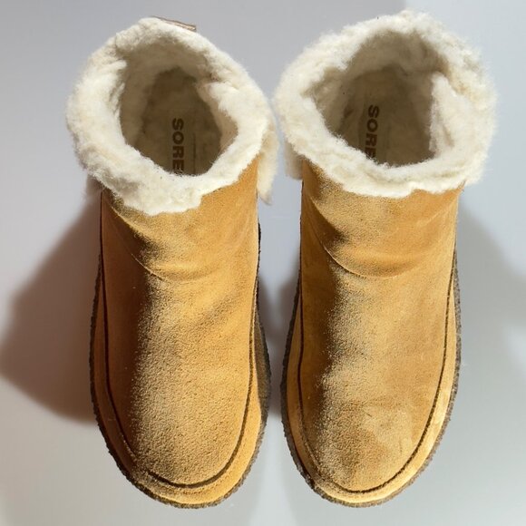 SOREL Women's Suede Ankle Booties Faux Shearling Lining Size 8.5 US EU 39.5 - Picture 3 of 11